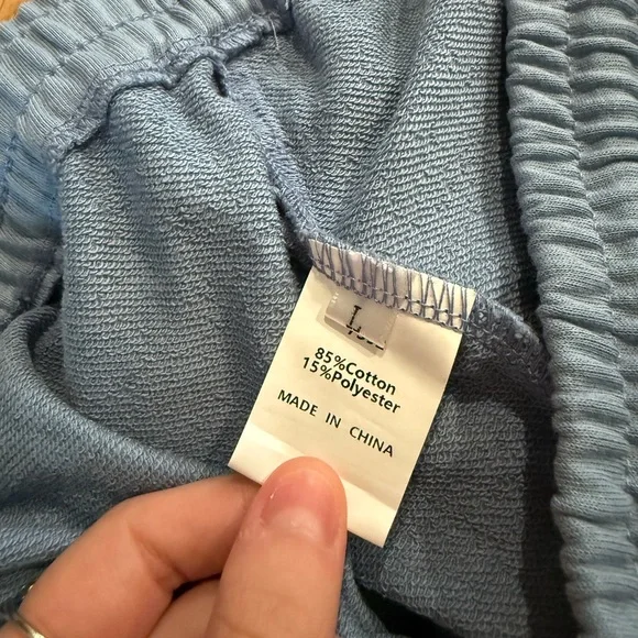 Blue cotton and polyester matching lounge set with adjustable tie: Womens L - Picture 8 of 12